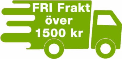 En grön lastbil med vit text symboliserar att Hängmattor.se erbjuder fri frakt inom Sverige om ordervärdet är mer än 1500 kr.